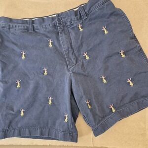 J. Crew Broken-In Hawaiian Hula Girl Shorts Men's 38 Navy Blue Chino‎ Preppy